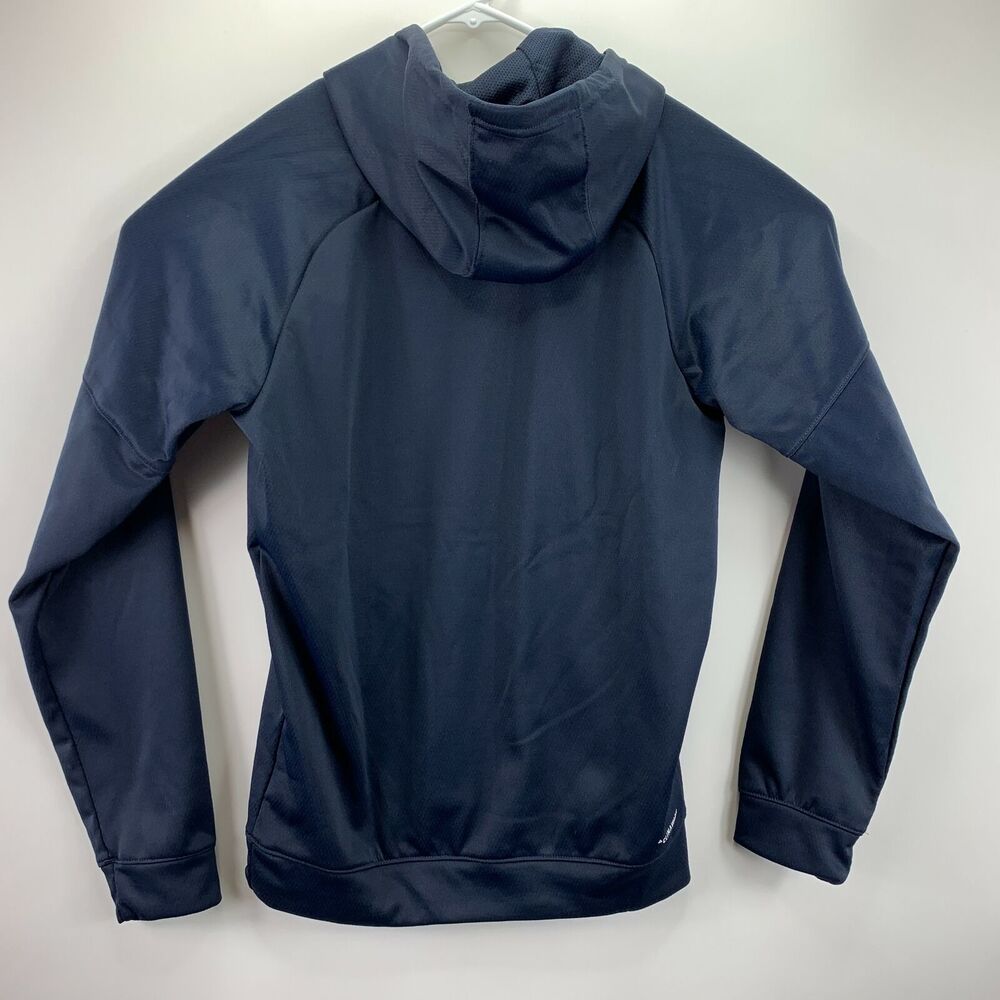 Adidas Mens Team Issue Fleece Logo Print Hoodie Navy Blue S - Picture 2 of 4